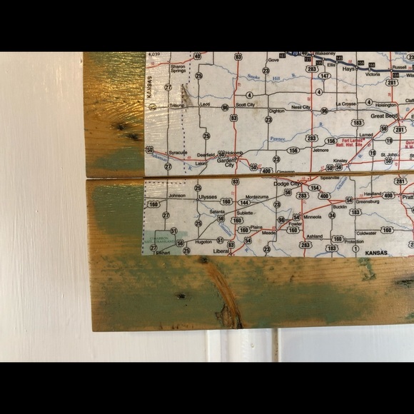 CLEARANCE Kansas Map Decoupage Eco Recycled Wall Art - Picture 2 of 7
